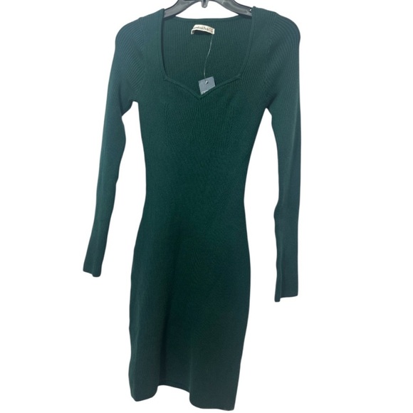 Abercrombie & Fitch Green V-Neck Long Sleeve Bodycon Dress - Picture 1 of 9